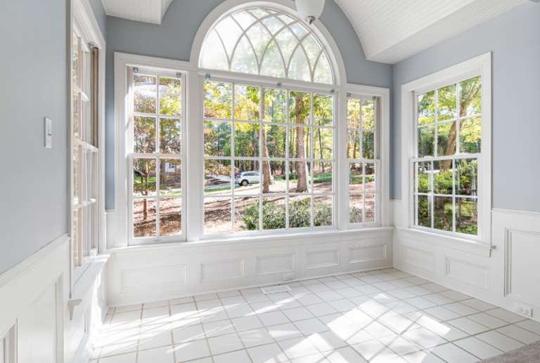 Image is of vinyl windows from the inside of a home.